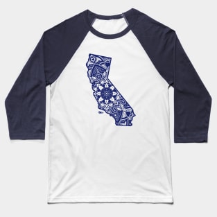Blue California State Gift Mandala Yoga CA Art Baseball T-Shirt